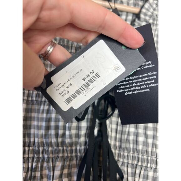 NWT Rails Martine Front Tie Peplum Vneck Sleeveless Blouse Ivory Jet Size: Small - Picture 6 of 8